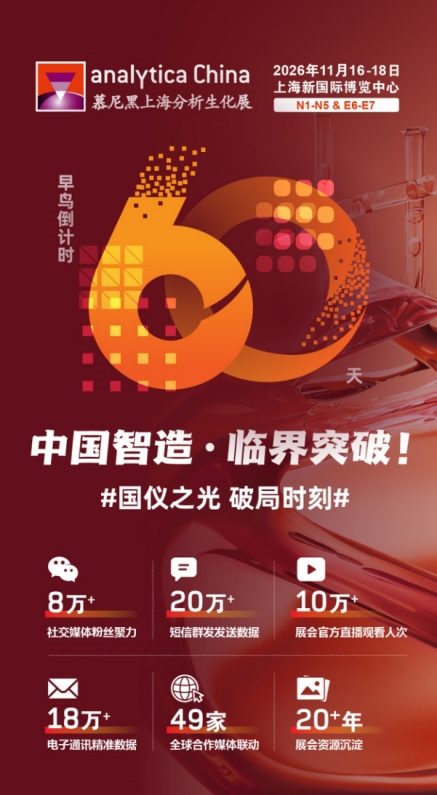 国仪之光,破局时刻| analytica China 2026 早鸟优惠倒计时60天! 国仪之光,破局时刻| analytica China 2026 早鸟优惠倒计时60天!