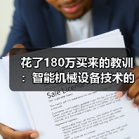 花了180万买来的教训:智能机械设备技术的水到底有多深 花了180万买来的教训:智能机械设备技术的水到底有多深