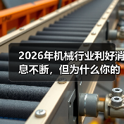 2026年机械行业利好消息不断，但为什么你的厂子还在亏？