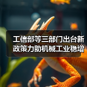 工信部等三部门出台新政策力助机械工业稳增长 工信部等三部门出台新政策力助机械工业稳增长