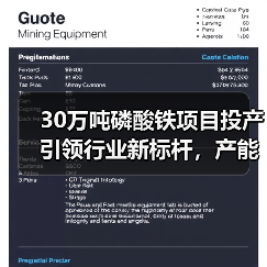 30万吨磷酸铁项目投产引领行业新标杆,产能扩张加速 30万吨磷酸铁项目投产引领行业新标杆,产能扩张加速
